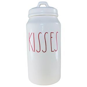 Rae Dunn KISSES Canister LL Cottage Core Farmhouse Love Gift Candy Jar New